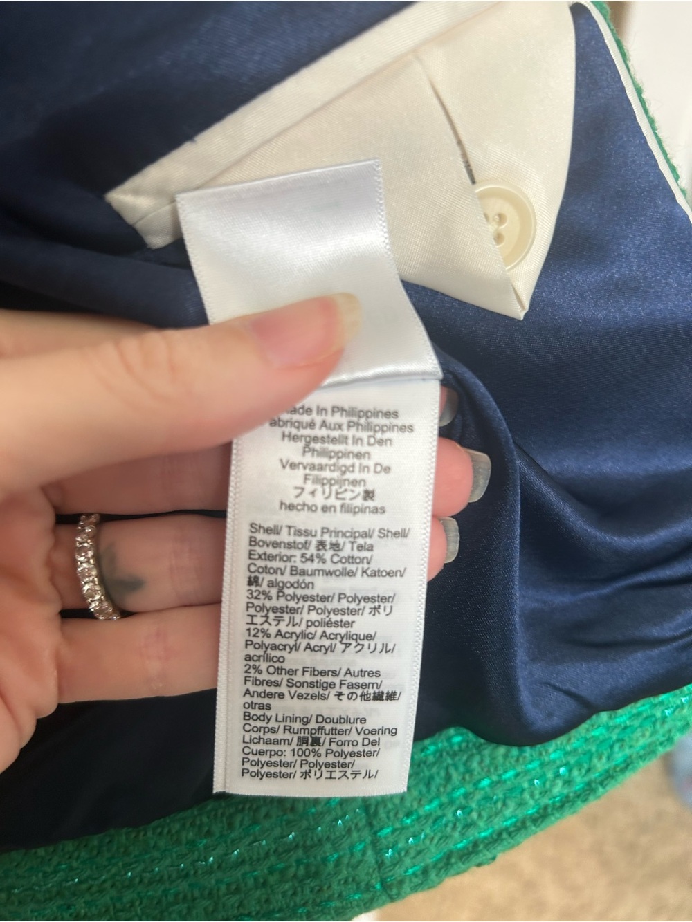 J.Crew Louisa Lady Jacket Green Sequin Tweed Gold Buttons 6 BR725 - Picture 5 of 6